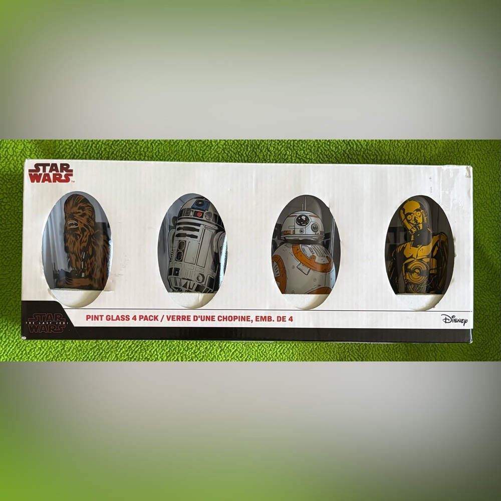 DISNEY•STAR WARS•PINT GLASSES•SET OF (4)•THE LAST JEDI.